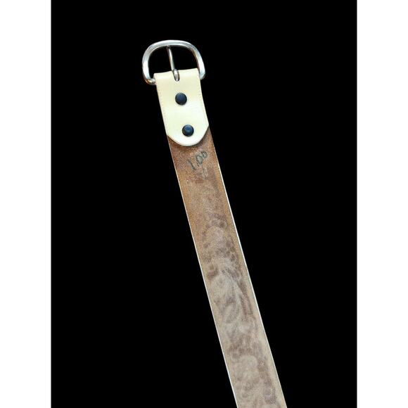 Brazos Joe made in USA tooled floral belt 46131 cream leather - Picture 4 of 13